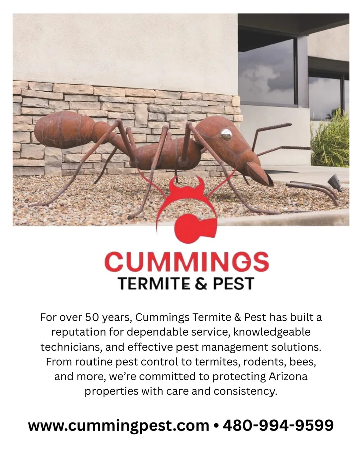 Cummings graphic about more than fifty years of dependable Arizona pest management